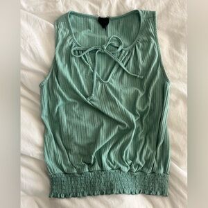 Teal Top with Tie Detail